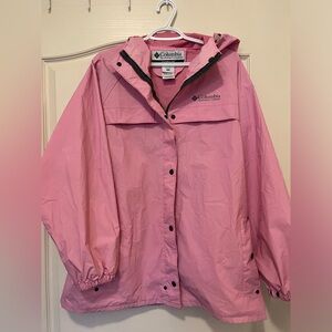 Columbia Pink Women’s Rain Jacket Coat Large, Lightweight, Barbie core